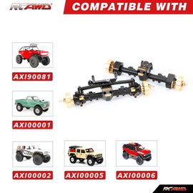 RCAWD SCX24 + 6 mm de ancho delantero trasero juego de eje y servo de dirección y rueda hexagonal de latón para la serie Axial 1/24 SCX24 actualización parte