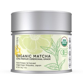 Organic Japanese Green Tea Matcha Powder - Premium Ceremonial Grade, First Harvest, Hand-Picked and Stone Ground Powdered Matcha Tea from Shizuoka, Japan (30g / 1.1oz)