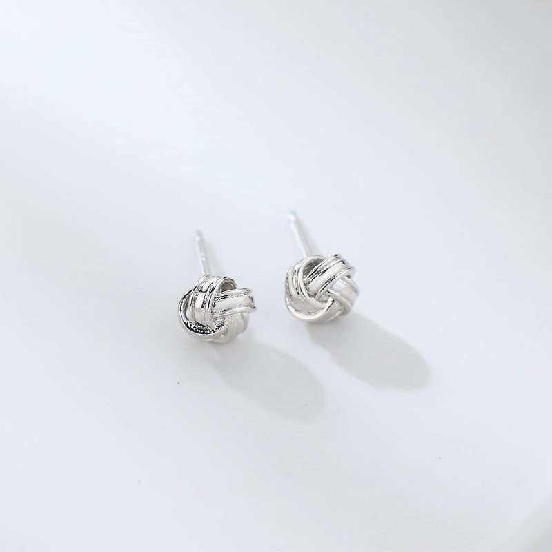Hypoallergenic Silver Love Knot Stud Earrings for Women, Sterling Silver