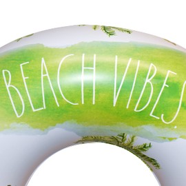 Rae Dunn Ring Float by CocoNut Float - Beach Vibes Palm Tree Pattern - Adult Size Large 48 Inch Inflatable Raft & Durable Water Inner Tube - Stable Ride-On for Summer Parties & Swim Events
