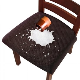 Hopelit Dining Room Chair Covers, Set of 6, Jacquard Dining Room Chair Seat Covers, TPU Film Chair Cover, Waterproof, Removable, Washable, Stretch for Kitchen, Restaurant, Party, Checked Coffee