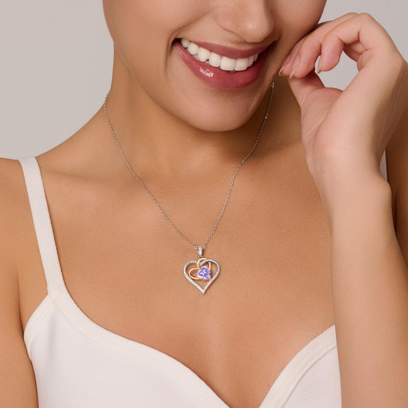 OOBEE Birthstone Necklaces for Women, 925 Sterling Silver Gemstone Fine