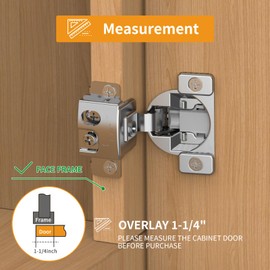 Chibery 2 Pack 1-1/4" Overlay 3D Soft Close Concealed Hinge, Face Frame Door, Small Angle Slow Close, Self Closing Hidden Satin Nickel, 105° Concealed Stainless Steel Hinges for Kitchen Cabinet Door