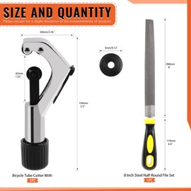 Tanstic 2Pcs Bike Front Fork Cutting Tool with 6-42mm Open Caliber & 8 Inch Semi Round Hand Rasp File Set, Bicycle Tube Cutter Seat Post Cutter Half Round File with Rubber Hand Grip Handle