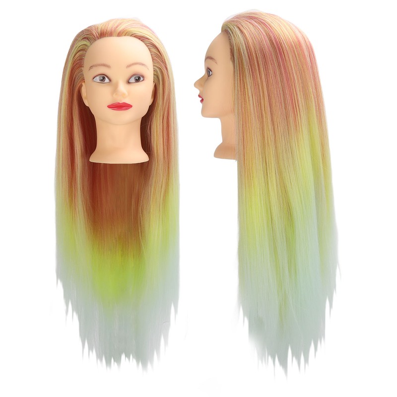 Hairdressing Mannequin Head Synthetic Braiding Hair Hairdresser Head Gradient Orange