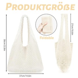 PWCTNT Women's Beach Bag, Large and Lightweight Summer Boho Swimming Bag, Mesh Beige Beach Bag, Foldable Crochet Bag for Beach Holidays, Shopping, Travel, Everyday Use