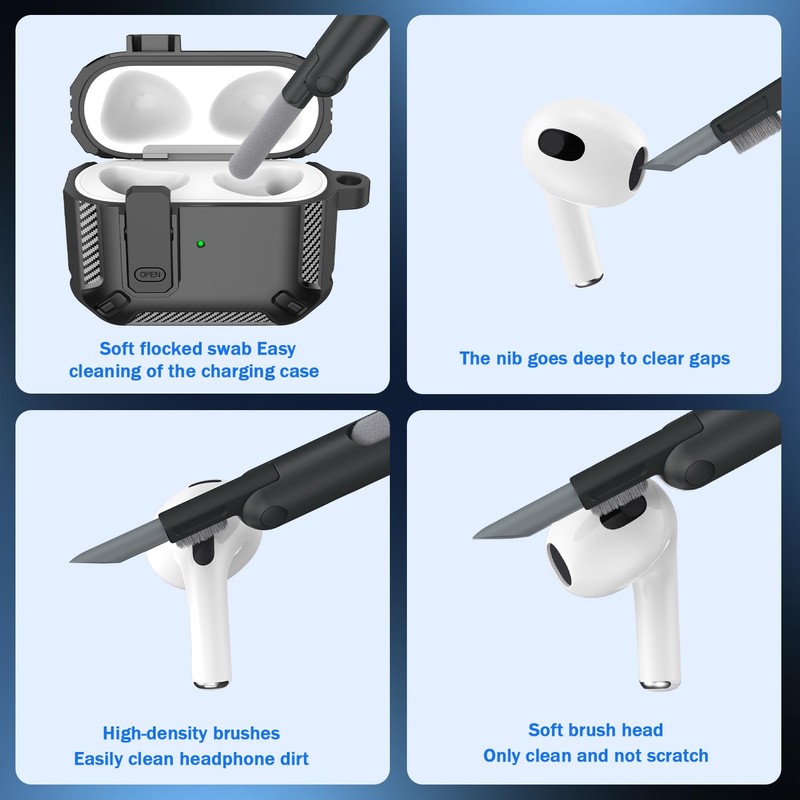 RFUNGUANGO for AirPods 3rd Generation Case Cover with Cleaner Kit,
