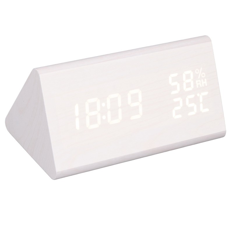 LED Digital Alarm Clock Multipurpose Wooden Clock with Voice Control
