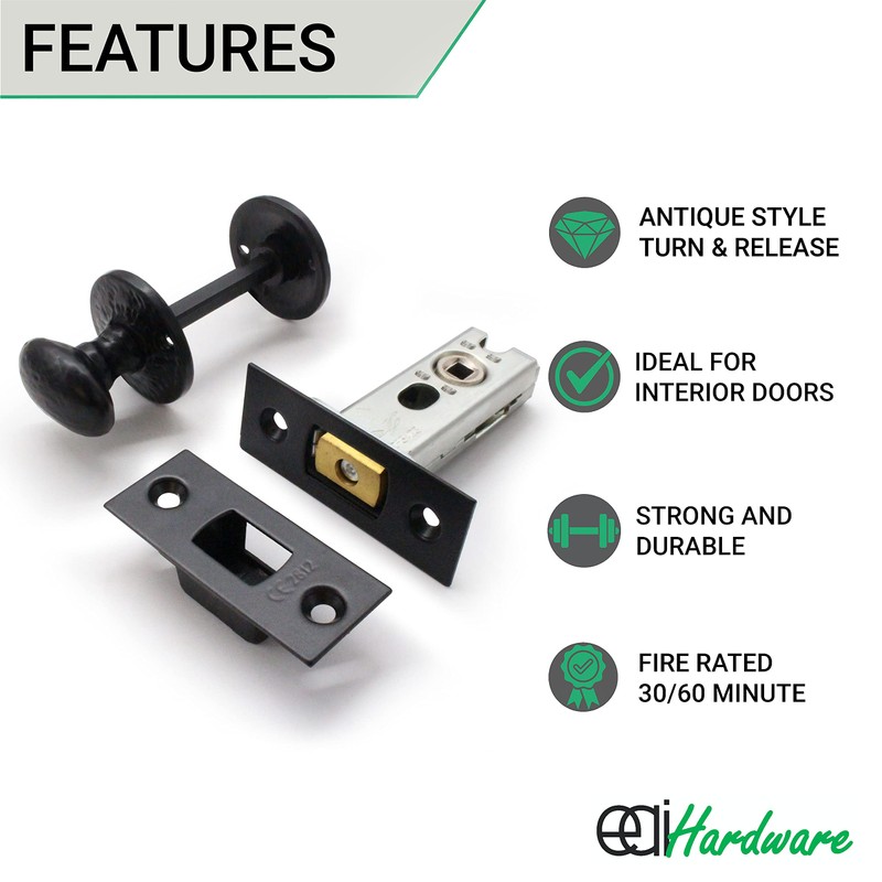 EAI Bathroom Tubular Deadbolt Set | 76mm Case | Matt