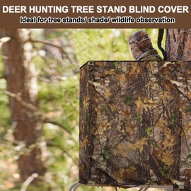 Niuyhe 142"x35.5" Hunting Blinds, Deer Hunting Tree Stand Blind Cover, Universal Camo Tripod Deer Stand Accessories for Turkey, Elk, and Moose Hunting, Large Size with Silent Zips and 2 Pocket