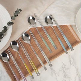 Golden Bell five-color ceramic spoon set of 5 / 골든벨 오색 세라믹수저 5벌 세트