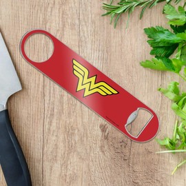 Wonder Woman Classic Logo Stainless Steel Vinyl Covered Flat Bartender Speed Bar Bottle Opener