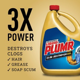 Liquid-Plumr Pro-Strength Clog Destroyer Gel with PipeGuard, Liquid Drain Cleaner - 80 Ounces (Package May Vary)
