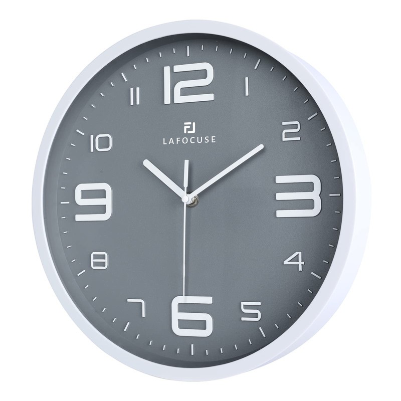Lafocuse 3D Large Numbers Grey Wall Clock Silent Modern Wall