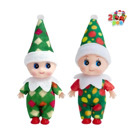 2pcs Christmas Elf Baby Mini Dolls,Christmas Baby Elves Twins Cute Little Elfs,Naughty Tiny Baby Elf Doll Novelty Toys Christmas Tradition Small Dolls for Girls Boys Kids Gift Xmas Stocking Stuffers