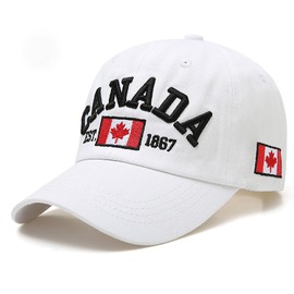 MIDTDLETOAN Canada Hat Maple Leaf Canada Baseball Cap Adjustable Golf Hat for Men Women Teens Canada Souvenirs White