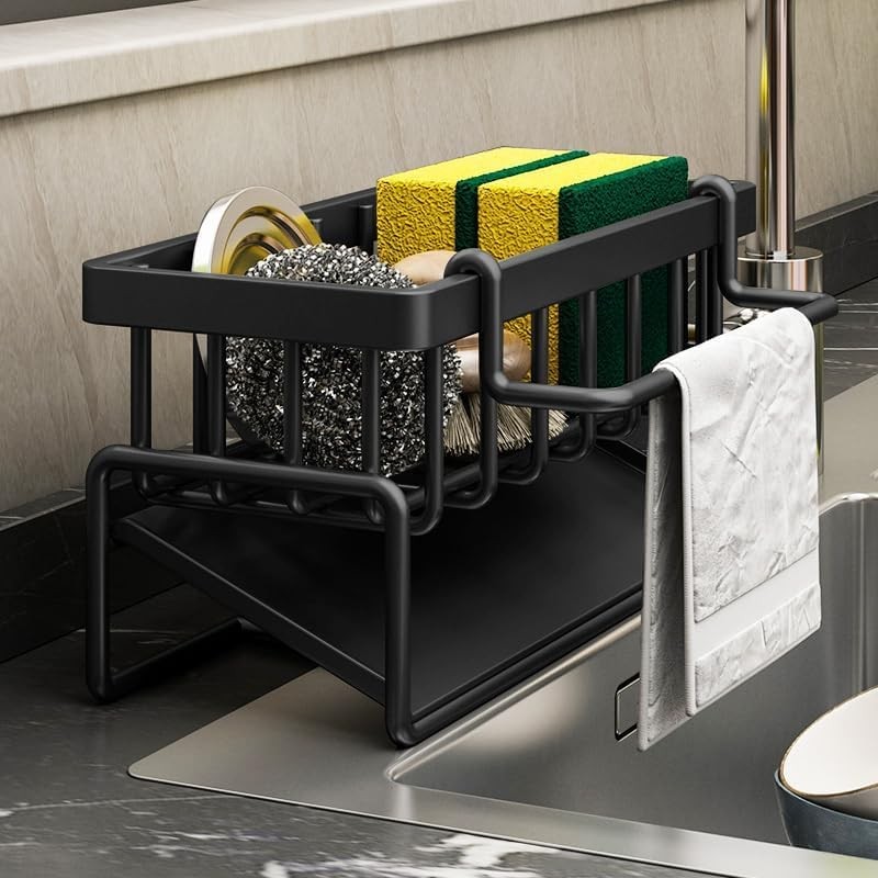 WangCai Stainless Steel Kitchen Sink Caddy, Self-Draining Sponge Holder with