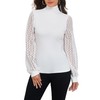Womens Mock Turtleneck Lantern Puffy Eyelet Long Sleeve Fitted Layer