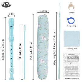 Haecsfl Recorder Instrument for Beginner Adults,8-Hole Soprano Descant Recorder Music Flute with Cleaning Rod & Case Bag For Home Entertainment(2-Green Unicorn2)