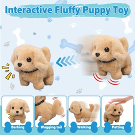 22Pcs Dog Toys for Kids Vet Doctor Kit with Costume, Walking Barking Electronic Interactive Dog Toy with Portable Cage, Veterinarian Playset for Kids/Toddlers 3 4 5 6+