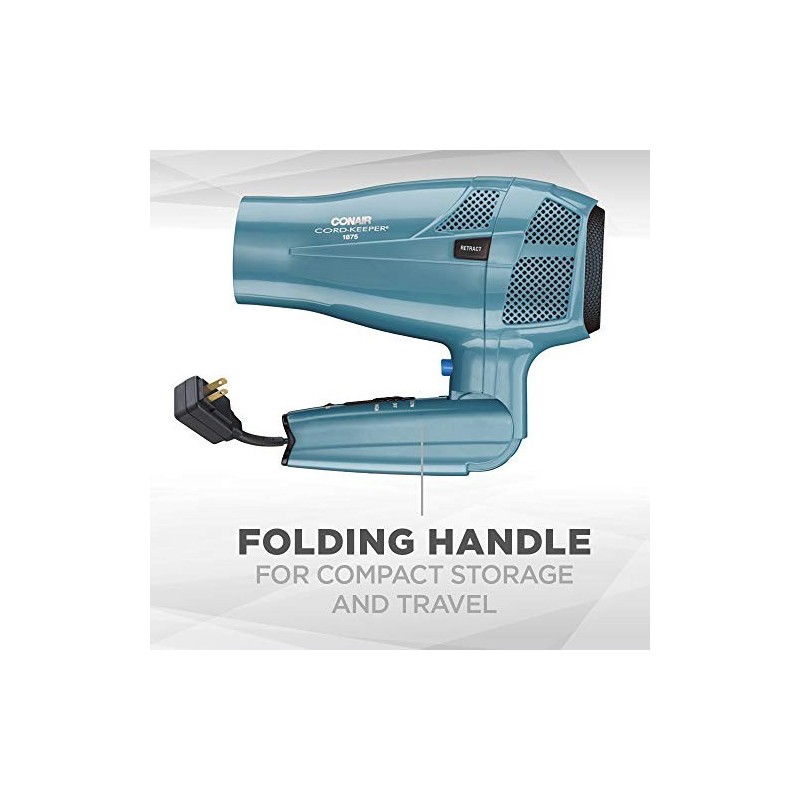 Conair Hair Dryer With Folding Handle And Retractable Cord, 1875W