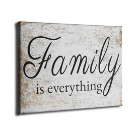 VVJSZHJ Family Is Everything Quote Wall Art Rustic Signs Farmhouse Wall Decoration for Home Dining Living Room Bedroom Decor (Family, 12x16 inch, Wrapped Canvas)