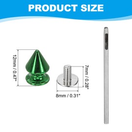 PATIKIL 12mm Studs for Clothing, 12 Sets Spikes for Clothes Studs and Spikes Leather Rivets Metal Cone Punk Spikes Screw Posts with Hole Puncher for Leather Jacket Fabric, Dark Green