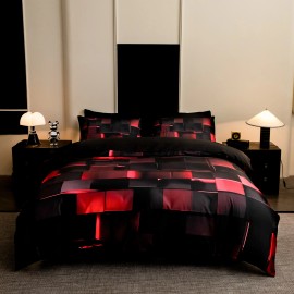Factory Custom Soft and Breathable Polyester Fiber Four-Piece Bed Set for Home, Cozy Durable Quality, Easy Care Bedding Setsize: Queen(90"*90"), sheet type: None, color: Red, number of pieces: 1, Included Components: 1 Duvet Cover+ 2 Pillowcases