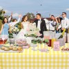 2pcs Yellow and White Checkered Disposable Tablecloth Table Covers,137 *