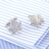 Maple Leaf Cufflinks for Men, Silver Tone Leaf Cufflinks, Canadian
