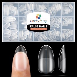 Luckyfairy Oval Round Nail Tips Short Full Matte Oval Almond Gel x Nail Tips 240pcs Easiest Short Acrylic Nail Tips for DIY Nail Art Salon, Luckyfairty Short Oval Gel x Nails, 15 Sizes
