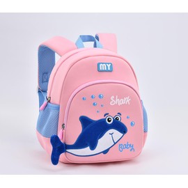 Smart Satchel Backpack, Blue, Pink, Aqua Shark Design, Kids,Toddler, Preschool, Kindergarten (Pink Shark - R, Small)
