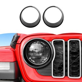 Headlight Cover Guard Headlight Bezels Trim Compatible with Jeep Wrangler JL JLU & Gladiator JT 2024+ Exterior Accessories,Black