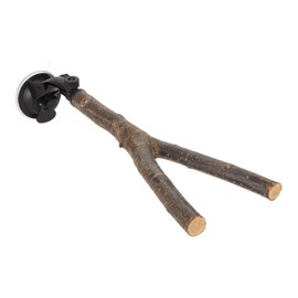 Wooden Bird Perch, Interactive Bird Branch Perch Training, Easy Installation, Beak Loops with Suction Cup for Small Medium Birds for Parakeets (25 cm)