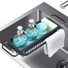TOOLF Expandable Sink Caddy with Dish Towel Bar, Adjustable Over-The-Sink