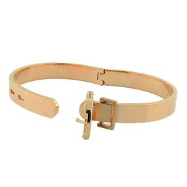 High Polished Stainless Steel Adjustable Belt Buckle Bracelets Bangle For Men/Women (Rose Gold Perimeter 19CM)