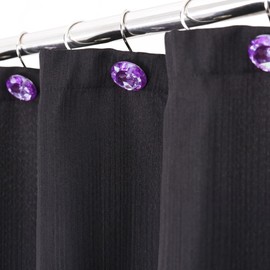 Purple Crystal Shower Curtain Hooks: Lavender Bling Glitter Sparkle Shiny Round Diamond Decorative Shower Curtain Hooks for Christmas & Holidays - Luxury Curtain Rings & Hangers - Set of 12