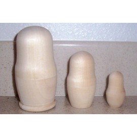 Plain Blank Unpainted Russian Nesting Doll 3 pc / 4 in Paint yourself u-503.4