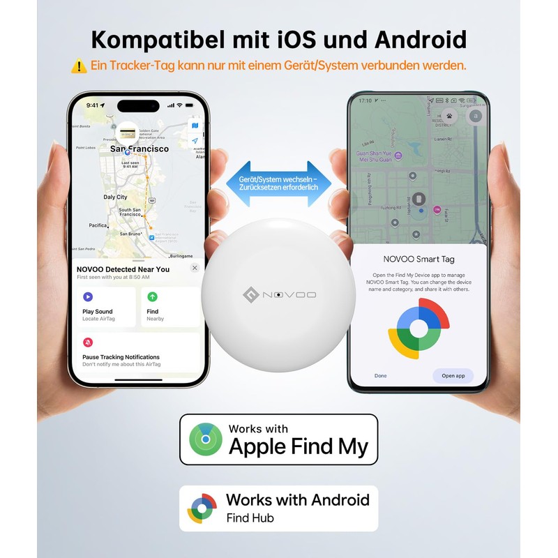 NOVOO Tracker Tag - 1 Pack Smart Tag Compatible with