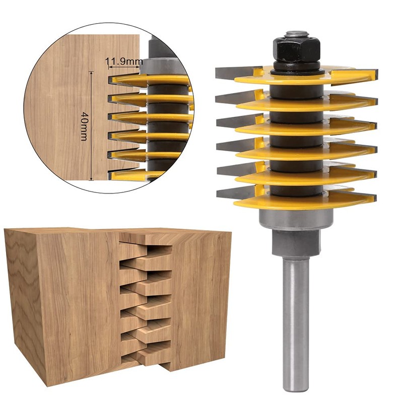 WSOOX Adjustable Finger Joint Router Cutter, 8mm Shank Carbide Chisel