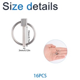 INCREWAY 16 PCS 3X 19mm Silver Stainless Steel Wire Lock Pin Round Loop Safety Pins Quick Release Pin for Track Farm Boat Lawn Factory