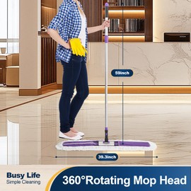 Yocada 36 inch Commercial Dust Mop Industrial Floor Mop for Cleaning Office Garage Hardwood Warehouse Factory Mall Deck 59 Inch Long Total 2 Pads