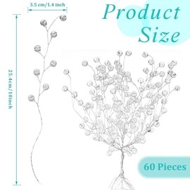 60 Pcs Artificial Bouquets with Acrylic Bead Drop Crystal Flower Stem Acrylic Beads Flower Branches Beaded String Bridal Bouquet Picks Wedding Craft Decoration for Wedding DIY Crafts (Transparent)