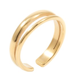 Happiness Boutique Women's Double Row Band Ring in Gold Colour Open Double Band Ring Gold-Plated Stainless Steel Jewellery, Stainless Steel Gold Plated Stainless steel