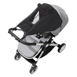 Sonnensegel Kinderwagen mit UV Schutz 50+ und Wasserdicht, Verstellbar Universal Kinderwagen Sonnensegel, mit Sichtfenster und Schattenflügel sonnenschutz (Schwarz)