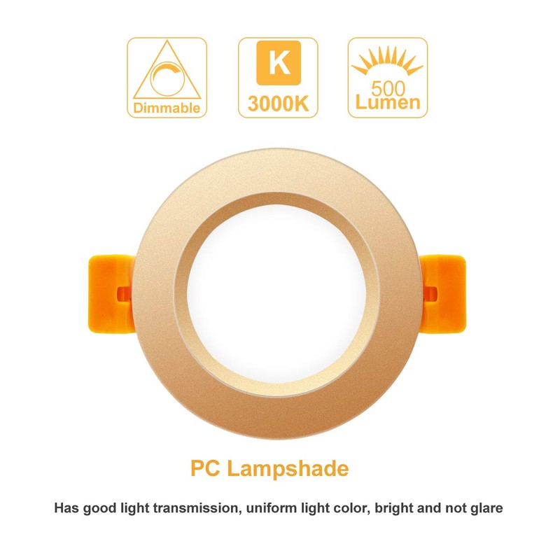 YGS-Tech 3 Inch LED Recessed Lighting, Dimmable Downlight 5W(40W Halogen