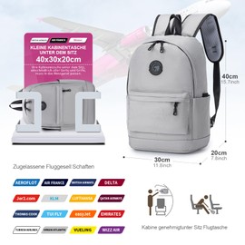 SUCIKORIO 40x30x20cm Travel Backpack Underseat Cabin Bag Luggage Vueling Wizzair Lightweight Waterproof Oxford Travel Rucksack Cabin Size for Plane Hand Luggage with 15.6 Inch Laptop Compartment