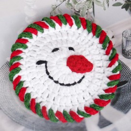 Cupount Christmas Snowman Drink Coaster - Minimalist Cotton Handmade Woven Absorbent Drink Coaster