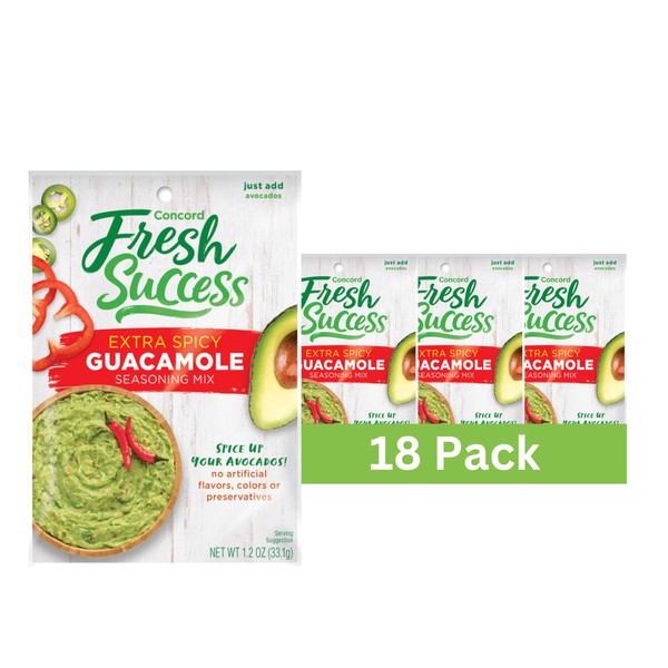 Concord Foods Extra Spicy mezcla de guacamolo, bolsas de 1.2 onzas (paquete de 18 bolsas)