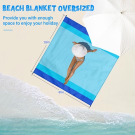 Aroveea Beach Blanket Waterproof Sandproof 1-7 Adult Oversized 78 '' × 81 '' Lightweight Durable Compact Sand Free Beach Mat for Travel Camping Hiking Picnic Blanket